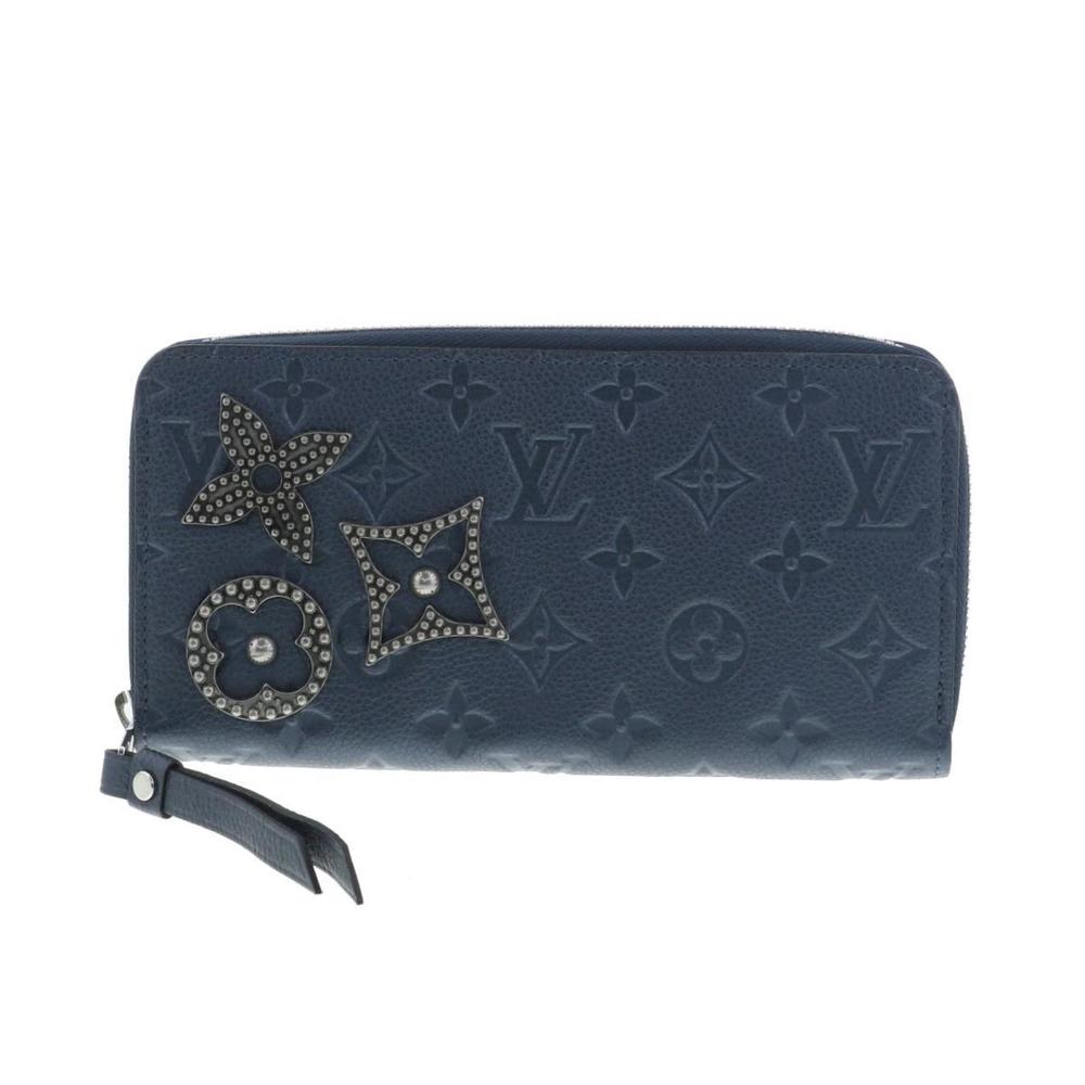 Louis Vuitton Zippy Walle Monogram Empreinte leather Flower Pins Black Gold